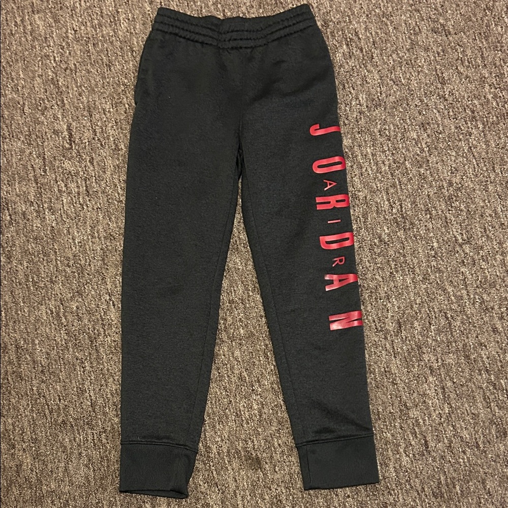 Jordan Kids Black Joggers with Red Logo